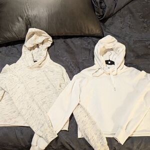 A&F Abercrombie & Fitch cropped raw hem hoodies S Heathered Gray LIKE NEW LOT 2